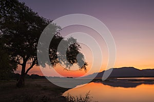 Sunset over the Zambezi river photo