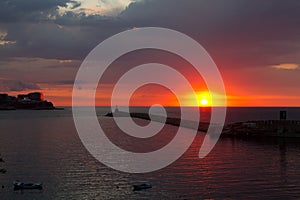 Sunset over Zonguldak Port