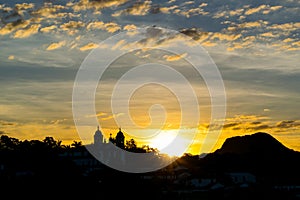 Sunset overlooking the Church of Tiradentes