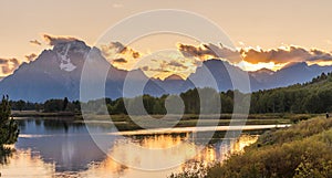 Sunset Oxbow Bend Grand Teton National Park Wyoming