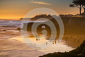 Sunset on the Pacific Ocean coastline, Santa Cruz, California