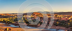 Sunset panorama of Ait Benhaddou in Morocco