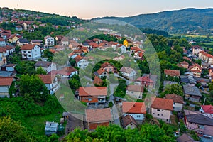 Sunset panorama of Bosnian town Doboj