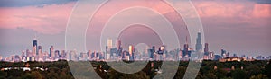 Sunset panorama of Chicago