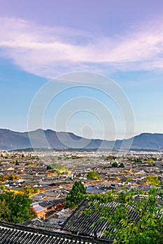 Sunset Panorama of Dayan Ancient City, Lijiang, Yunnan, China