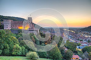 Sunset panorama of Heidelberg, Germany