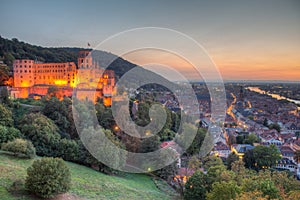 Sunset panorama of Heidelberg, Germany