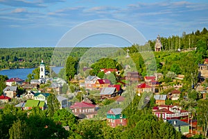 Sunset panorama of Plyos old town