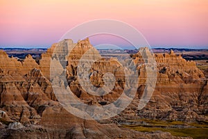 Sunset at panorama point at badlands