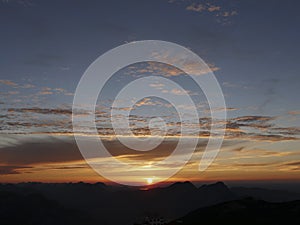 Sunset panorama at Untersberg mountain in Berchtesgaden, Bavaria