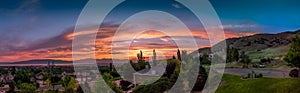 Sunset panorama of Utah Valley and mountains