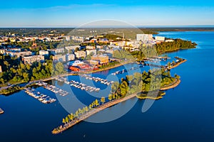 Sunset panorama view of Finnish town Vaasa