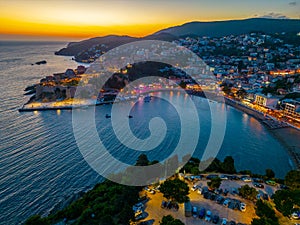 Sunset panorama view of Ulcinj in Montenegro