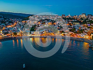 Sunset panorama view of Ulcinj in Montenegro