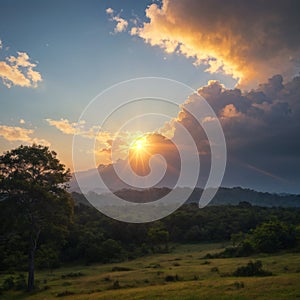 Sunset Panoramic View in Sajek, Bangladesh made with Generative AI