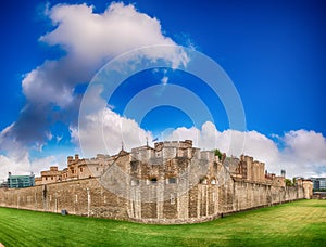 Sunset panoramic view of Tower of London, UK