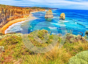 Sunset panoramic view of Twelve Apostles, Australia