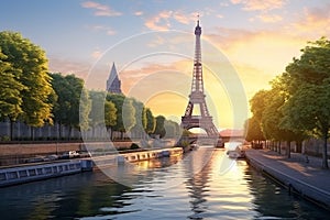 Sunset in Paris Ai generated