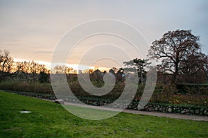 Sunset in a park in Vordingborg Denmark
