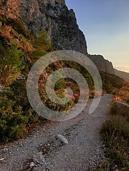 A sunset path in the national park in Sicilia