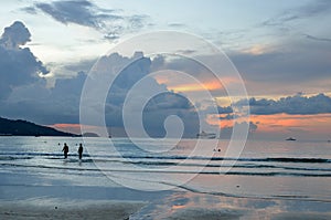 Sunset at the Patong beach, Phuket, Thailand