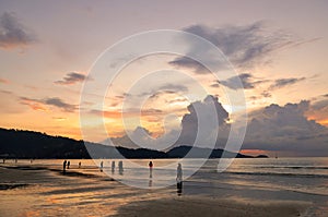 Sunset at the Patong beach, Phuket, Thailand