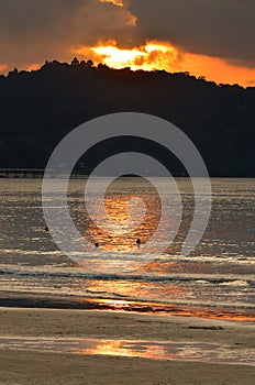 Sunset at the Patong beach, Phuket, Thailand