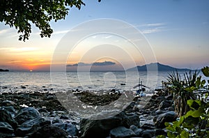 Sunset - Pebble beach in Waigete, Flores, Indonesia