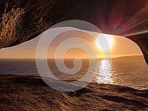 Sunset Peering Through Remarkable Rocks