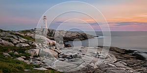 Peggy`s Point Lighthouse at sunset photo