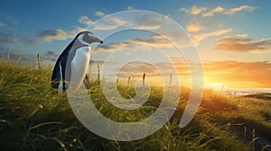 Sunset Penguin: A Hyper-detailed Terragen Rendering