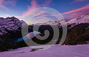 Sunset at Peyto Lake in the Rockies