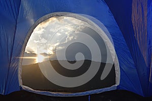 Sunset photo in Indian village with froma tracking tent photo