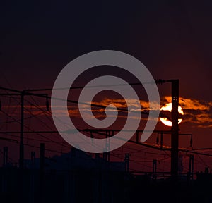 Sunset photograph captured from a railway station