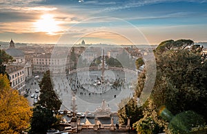 Sunset in Piazza del Popolo, Rome Italy