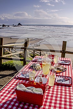 Sunset Picnic on Ocean Overlook