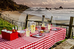 Sunset Picnic on Ocean Overlook