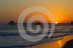 Sunset pier Huntington beach California