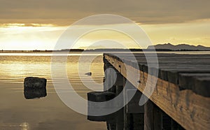 Sunset from the pier on Isole Egadi. Saline dello Stagnone - Marsala - Sicily