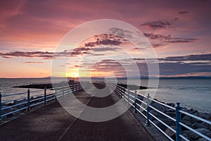 Sunset on the pier in Morecambe