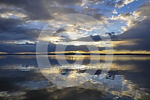 Sunset at pier in the Natural Park of the Albufera