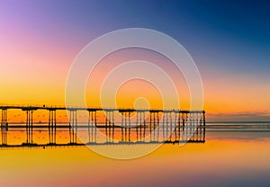 Sunset pier at Saltburn by the Sea, North Yorkshire