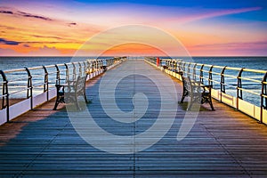 Sunset pier at Saltburn by the Sea, North Yorkshire