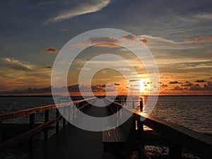 Sunset on the pier at Terra Ceia Bay in Palmetto