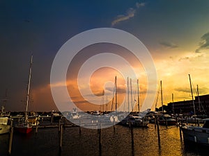 sunset at the pier in venice