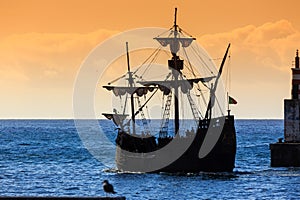 Sunset pirate ship Madeira