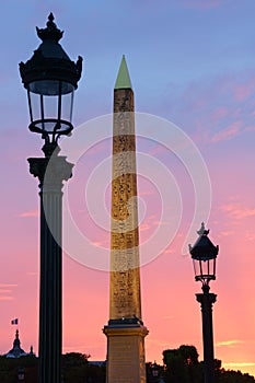 Sunset in Place de la Concorde square, Paris, France