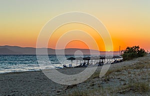 Sunset in Plaka beach, Naxos, Greece