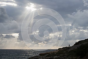 Sunset at Playa de los Locos in Suances, Spain photo