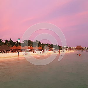 Sunset on Playa Norte Isla Mujeres Mexico photo